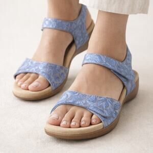 Dansko Sonnet Blue Print Leather Sandals EU 40 US 9.5-10 Comfort